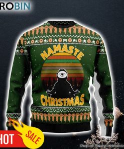 Sloth Namaste Ugly Christmas Sweater Crewneck Sweater