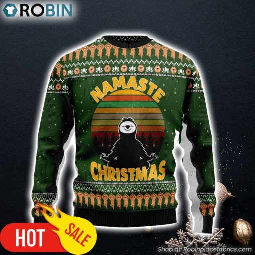 Sloth Namaste Ugly Christmas Sweater Crewneck Sweater