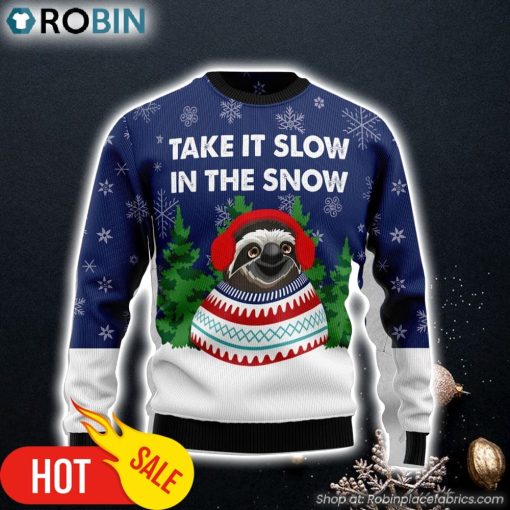 Sloth Take It Slow Ugly Christmas Sweater Best Xmas Gifts Dog Memorial Gift