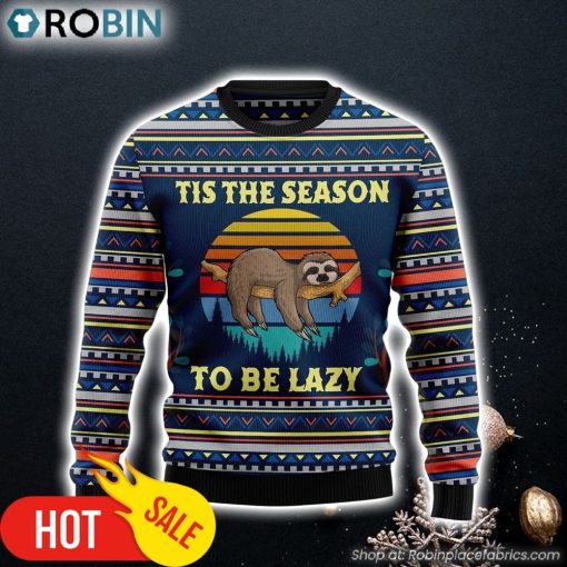 Sloth Tis The Season Ugly Christmas Sweater Crewneck Sweater