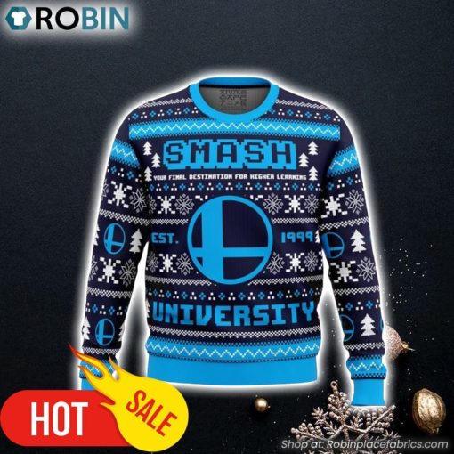 Smash University Super Smash Bros Ugly Christmas Sweater 3D For Men and Women