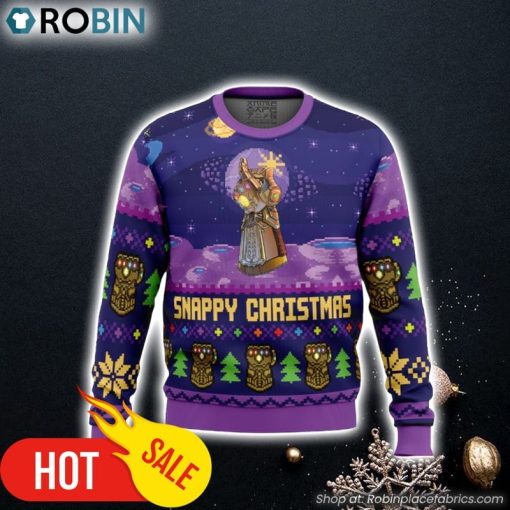 Snappy Christmas Infinity Gauntlet Marvel Ugly Christmas Sweater 3D For Men and Women