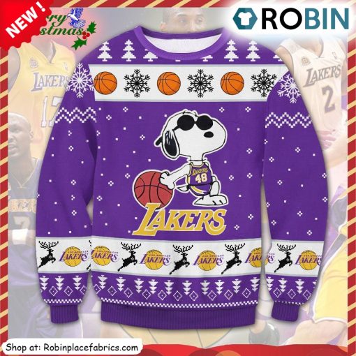 Snoopy Los Angeles Lakers Ugly Christmas Sweatshirt, Sweater