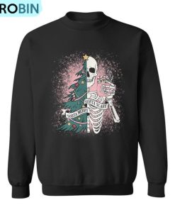 Sorta Merry Sorta Scary Christmas Skeleton Bleached Ugly Christmas Sweatshirt