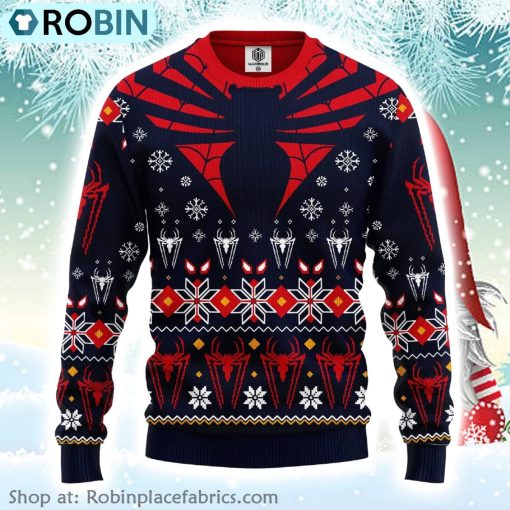 Spider Man Marvel Comics Gifts Spiderman Logo Ugly Christmas Sweater2