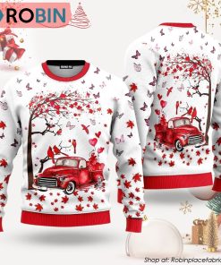 Spring Red Truck Ugly Christmas Sweater