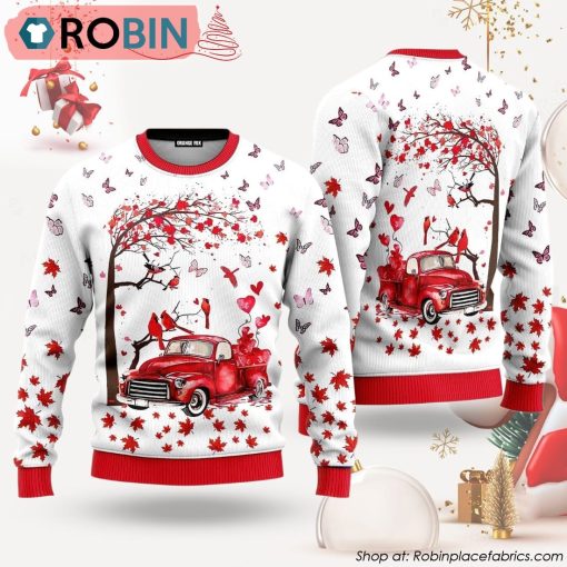 Spring Red Truck Ugly Christmas Sweater