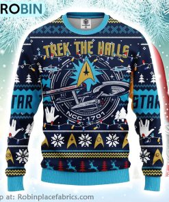 Star Trek Merry Xmas Gifts Trek The Halls Ugly Christmas Sweater2