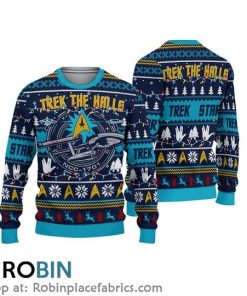 Star Treks Trek The Halls Ugly Christmas Ugly Sweater 3D Printed