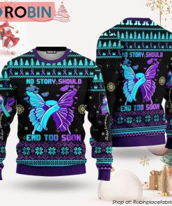 Suicide Prevention Awareness Butterfly Ugly Christmas Sweater Suicide Prevention Awareness Butterfly Ugly Christmas Sweater