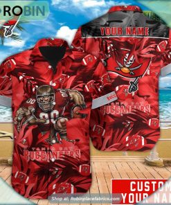 Tampa Bay Buccaneers Tropical Leaf Mascot 3D Printed Summer Hawaiian Shirt Tampa Bay Buccaneers Tropical Leaf Mascot 3D Printed Summer Hawaiian Shirt