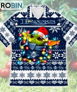 Tampa Bay Rays Baby Yoda Star Wars Ugly Christmas Design Short Sleeve Shirt