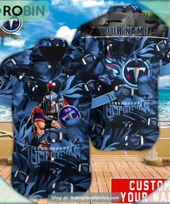 Tennessee Titans Tropical Leaf Mascot 3D Printed Summer Hawaiian Shirt