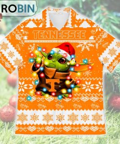 Tennessee Volunteers Baby Yoda Star Wars Ugly Christmas Design Short Sleeve Shirt