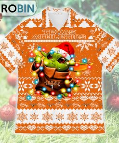 Texas Longhorns Baby Yoda Star Wars Ugly Christmas Design Short Sleeve Shirt