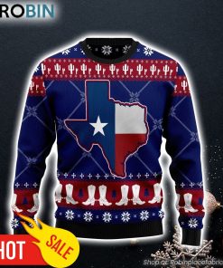 Texas Map And Cowboy Boots Pattern Ugly Christmas Sweater, Perfect Outfit For Christmas Of Texas Lovers