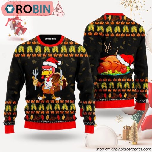 Thanksgiving Turkey Autumn Ugly Christmas Sweater Pattern Ugly Christmas Sweater