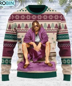 The Big Lebowski Inspired Bathroom Christmas  Ugly Sweater