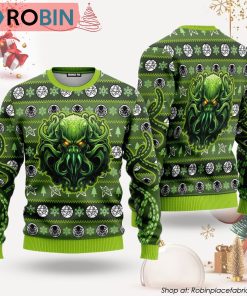 The Call Of Great Old One Green Octopus Ugly Christmas Sweater, Xmas Gifts