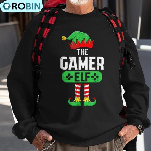 The Gamer Elf Xmas Matching Christmas Family Pajama Ugly Christmas Sweatshirt
