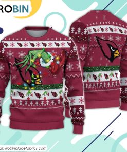 The Grinch Holding Arizona Cardinals Design Ugly Christmas Sweater