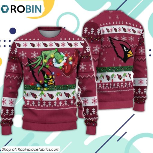 The Grinch Holding Arizona Cardinals Design Ugly Christmas Sweater