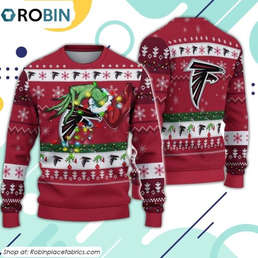 The Grinch Holding Atlanta Falcons Design Ugly Christmas Sweater