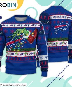The Grinch Holding Buffalo Bills Design Ugly Christmas Sweater