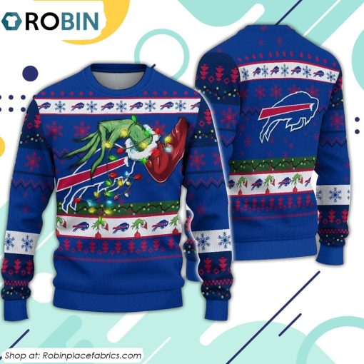 The Grinch Holding Buffalo Bills Design Ugly Christmas Sweater