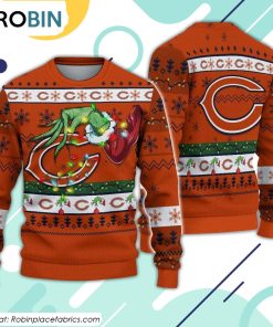 The Grinch Holding Chicago Bears Design Ugly Christmas Sweater