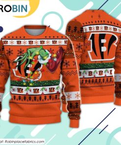 The Grinch Holding Cincinnati Bengals Design Ugly Christmas Sweater