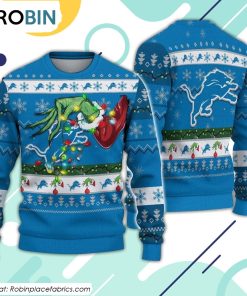 The Grinch Holding Detroit Lions Design Ugly Christmas Sweater