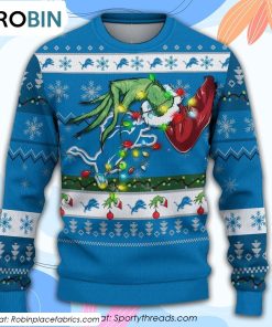 The Grinch Holding Detroit Lions Design Ugly Christmas Sweater