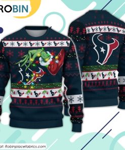 The Grinch Holding Houston Texans Design Ugly Christmas Sweater