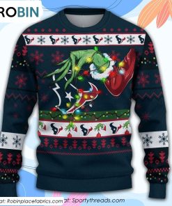 The Grinch Holding Houston Texans Design Ugly Christmas Sweater
