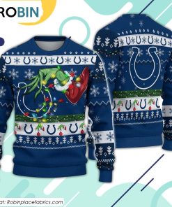 The Grinch Holding Indianapolis Colts Design Ugly Christmas Sweater