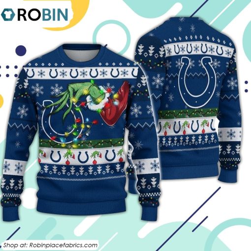 The Grinch Holding Indianapolis Colts Design Ugly Christmas Sweater