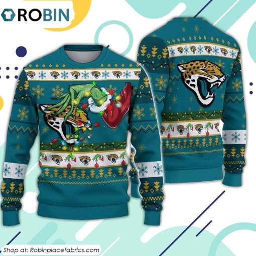 The Grinch Holding Jacksonville Jaguars Design Ugly Christmas Sweater
