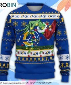 The Grinch Holding Los Angeles Rams Design Ugly Christmas Sweater
