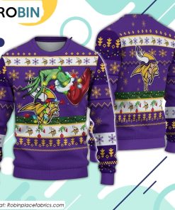The Grinch Holding Minnesota Vikings Design Ugly Christmas Sweater