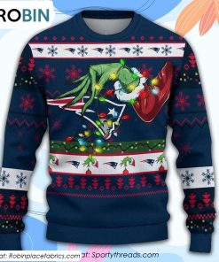 The Grinch Holding New England Patriots Design Ugly Christmas Sweater