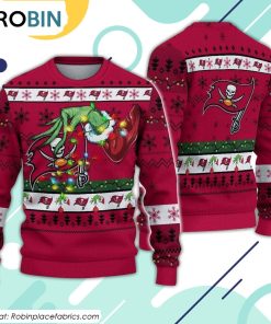 The Grinch Holding Tampa Bay Buccaneers Design Ugly Christmas Sweater