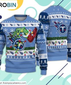 The Grinch Holding Tennessee Titans Design Ugly Christmas Sweater