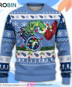 The Grinch Holding Tennessee Titans Design Ugly Christmas Sweater
