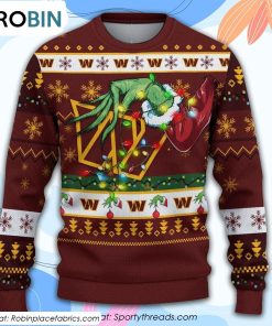 The Grinch Holding Washington Commanders Design Ugly Christmas Sweater The Grinch Holding Washington Commanders Design Ugly Christmas Sweater