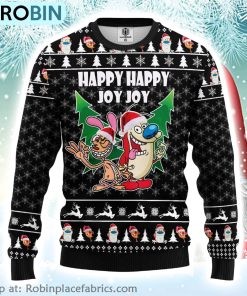 The Ren &amp Stimpy Happy Happy Joy Joy Ugly Christmas Sweater