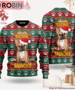 They See You When You’re Eating Christmas French Bulldog Ugly Christmas Sweater