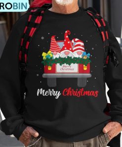 three-gnomes-in-red-truck-with-merry-christmas-tree-family-ugly-christmas-sweatshirt-1