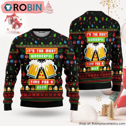 Time For A Beer Funny Christmas Ugly Christmas Sweater