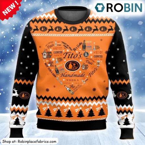 Titos Heart Ugly Christmas Sweatshirt, Sweater